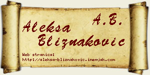 Aleksa Bliznaković vizit kartica